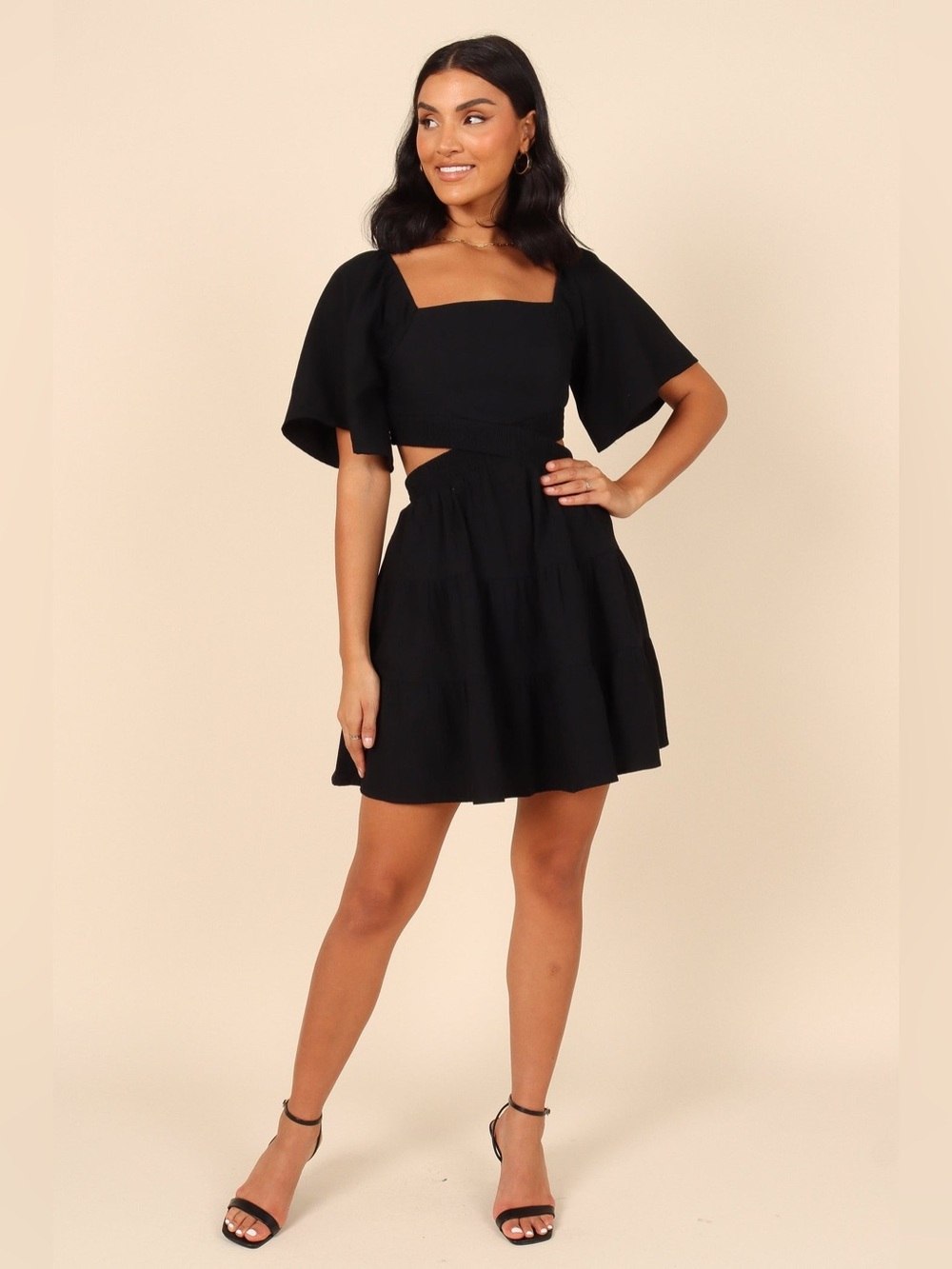 Petal & Pup Jordy Cut Out Mini Dress Size Small‎ Black